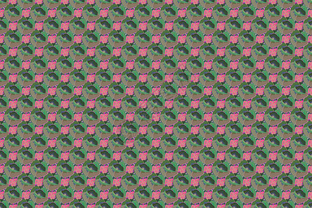 绿色和粉红色的小花用于制造壁纸和剪贴簿的花卉无缝背景小花中简单可爱的图片