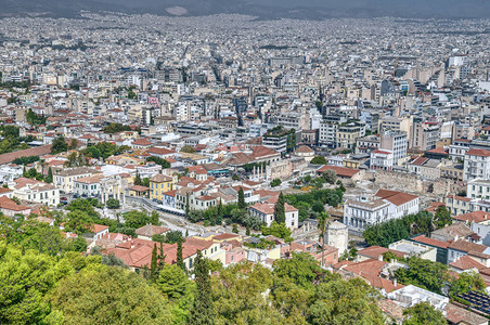 这座山上雅典城的全景清新图片