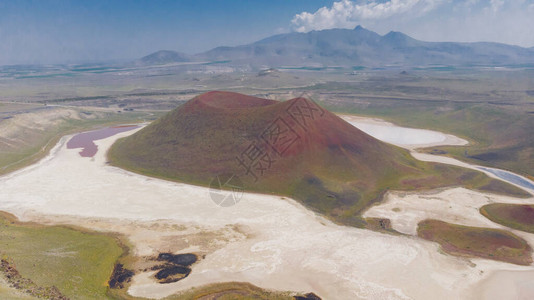 科尼亚的梅克火山湖土耳其鸟瞰图背景图片