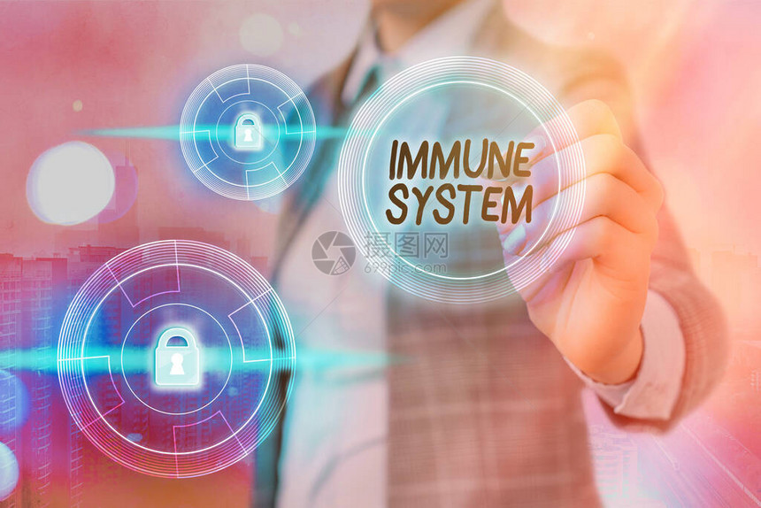 显示免疫系统的文字符号展示复杂网络协同防御细菌的商业用于Web数据信息安全应用系图片