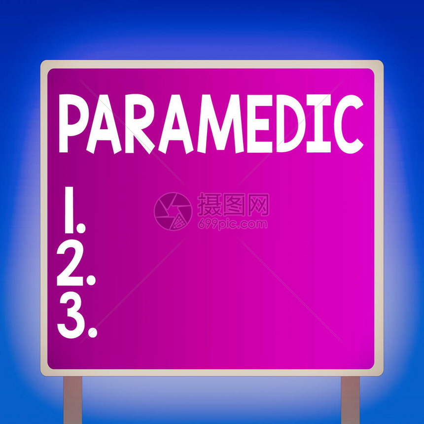 概念手写显示护理人员概念意味着具有紧急医疗工作专业知识的卫生工作者方形广告牌站立与框架图片