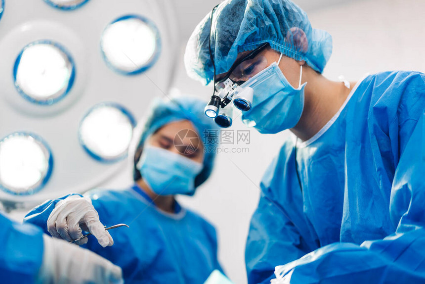 专业麻醉师医生疗团队和助理准备病人进行妇科手术在现代医院手术急诊室使用手术图片