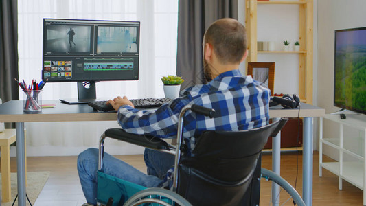 截肢行走具轮椅专业视频编辑因行走背景
