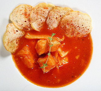 番茄汤配海鲜三文鱼鳕鱼图片