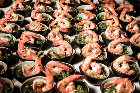 虾餐饮服务海鲜自助婚礼食品高品质照片图片