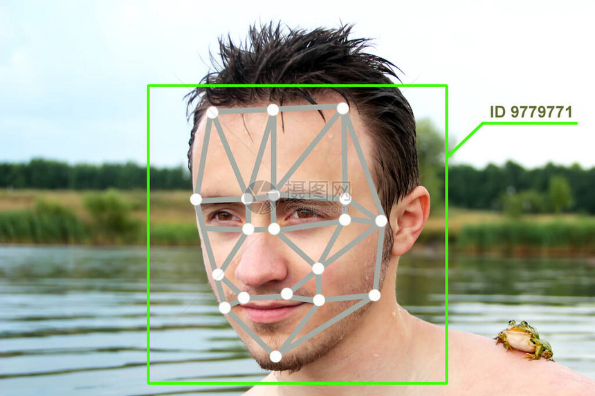 机器学习系统技术准确的面部识别生物识别技术和人工智能概念图片