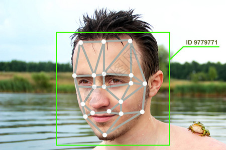 机器学习系统技术准确的面部识别生物识别技术和人工智能概念图片