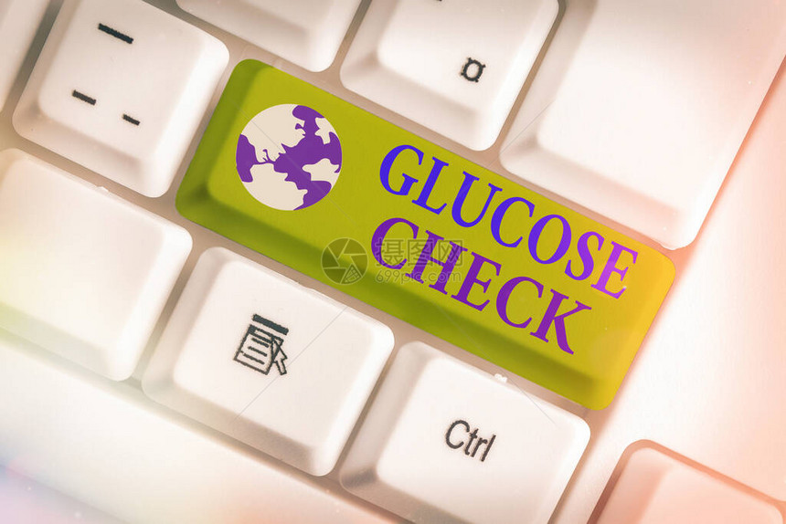 文字书写文本葡萄糖检查商业照片展示了一种测量血液中糖含量的程序白色pc键盘图片