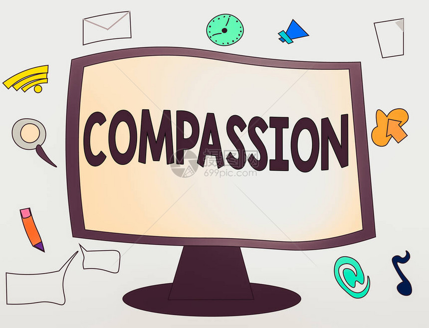 显示同情心的概念手写体概念意味着同情和关心他人的或不幸Web应用程序软件图标周围的图片