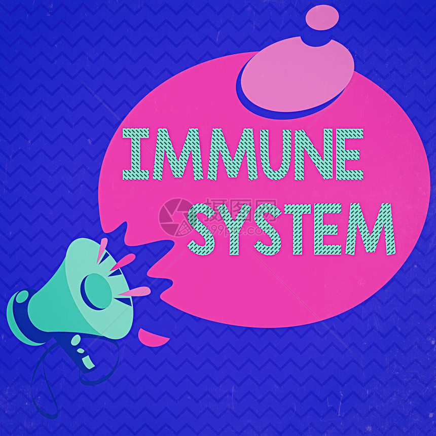 Wordworth文本ImmuneSystem商业图片展示复杂网络合作防范带声音效果图标的Megaphone细菌和Blank图片