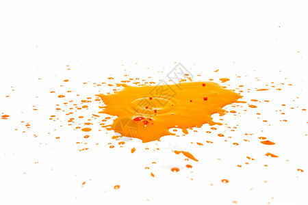 溅在白色背景上的橙色水滴背景图片