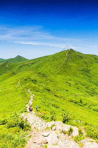 山景Bieszczady公园草原和森林全景喀尔巴阡山脉景观图片