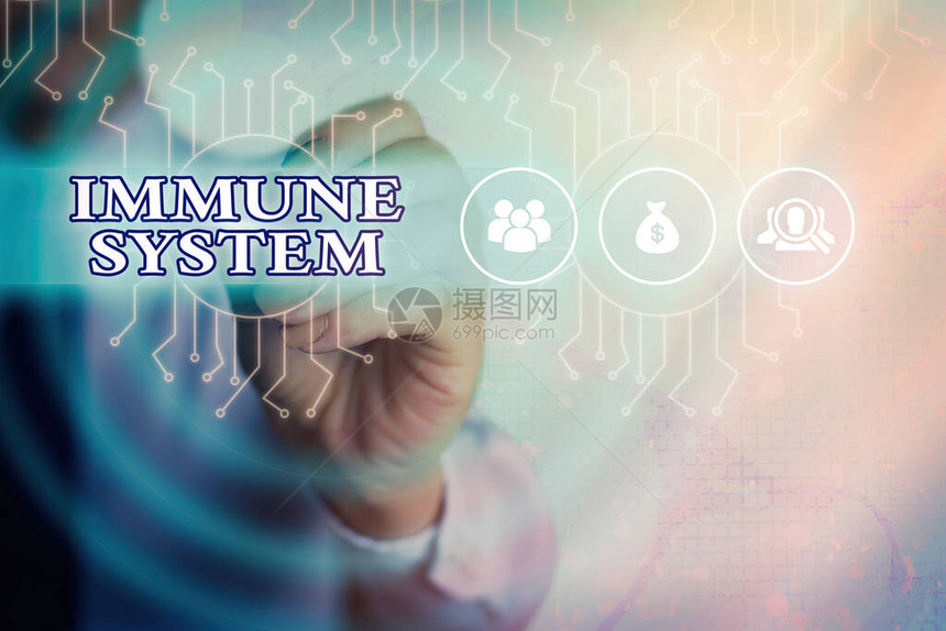 文字书写文本免疫系统展示复杂网络协同防御细菌的商业照片系统管理员控制齿轮配置图片