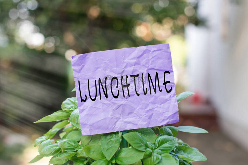 显示午餐时间的文字标志展示中午或中午吃食物的商业照片图片