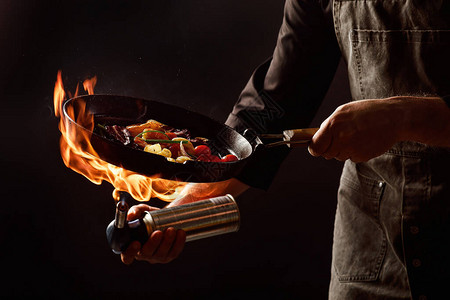 黑底厨师餐饮服务图片