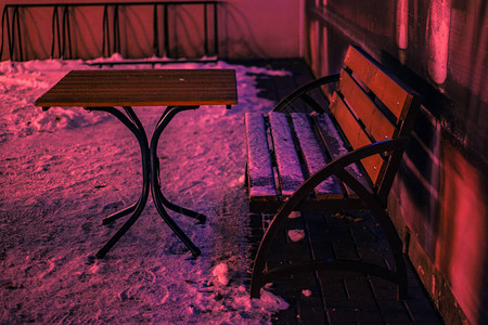 冬季桌椅和长凳上满图片
