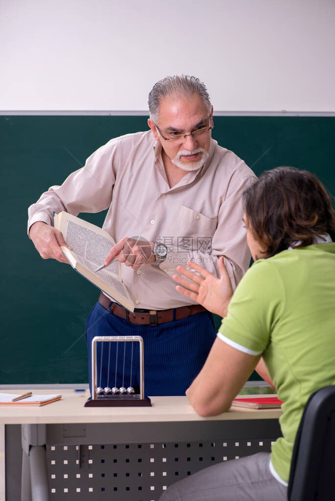 旧教授物理学家和课堂上的学图片