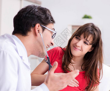 孕妇定期就诊的门诊医生对孕妇图片