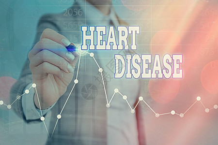 显示心脏病的书写笔记一种影响心脏或血管的疾病的商业概念箭头符号向上图片