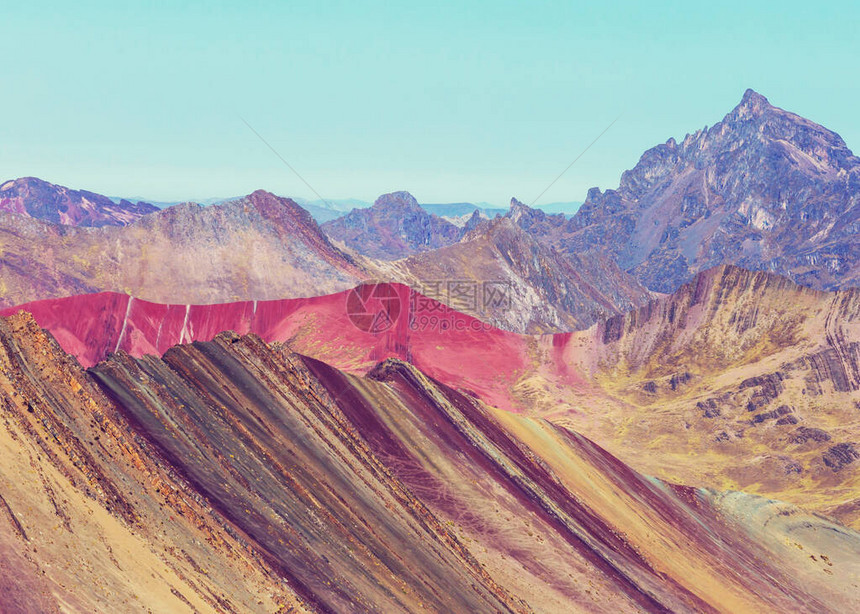 秘鲁库斯科地区维尼昆卡的登山现场图片