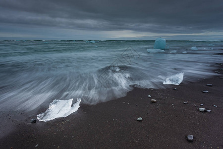 冰岛南部钻石海滩的景象图片