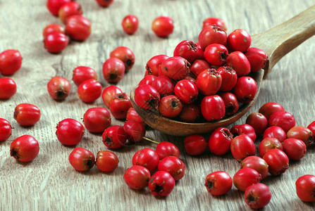 醋溜木须用木勺制成熟的哈须水果健康的秋天背景