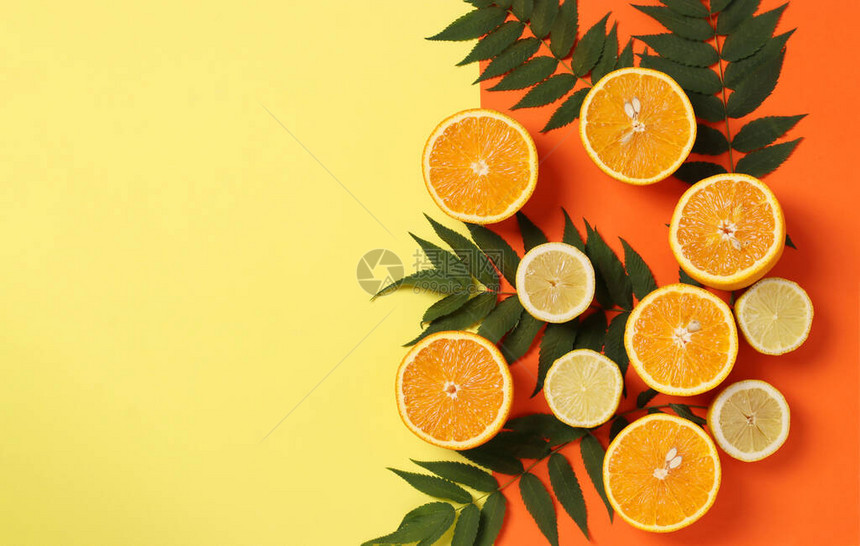 柠檬和橙子的一半成分图片