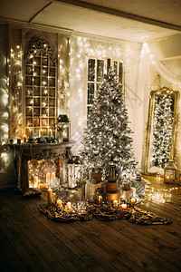 圣诞室内设计温暖舒适的夜晚图片