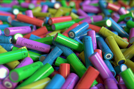 许多不同颜色的锂离子电池图片