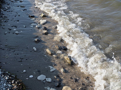 海浪岩石沙子夏天的海浪特写图片