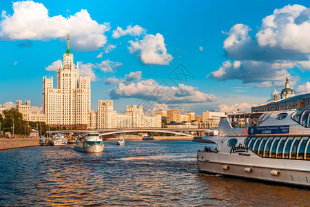 莫斯科河上的河流旅游全景美丽的莫斯图片