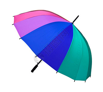 彩虹时尚伞粉红色绿蓝紫或彩色和黑色手柄图片