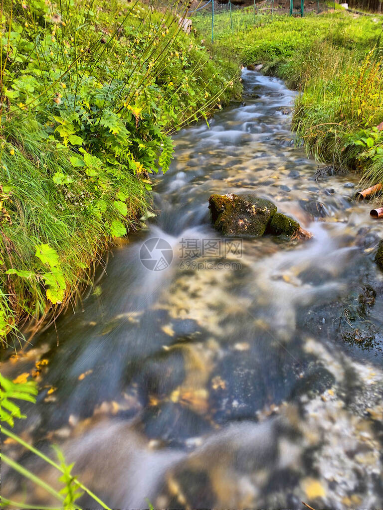 山溪中流水的慢动作图片