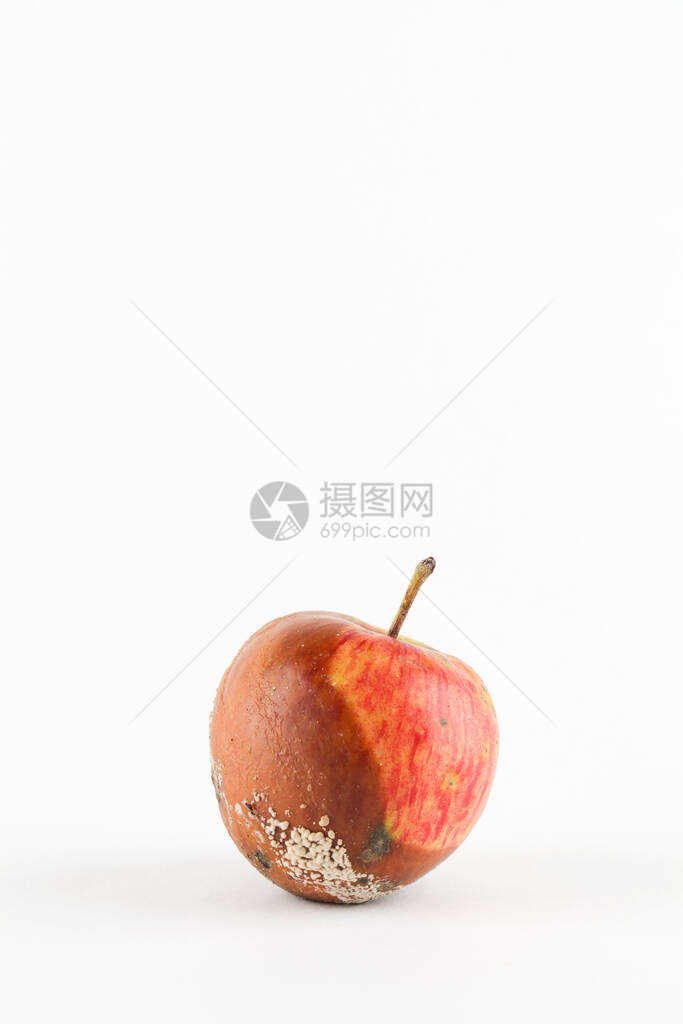 白底的烂苹果全球饥饿问题过度消费概念图片