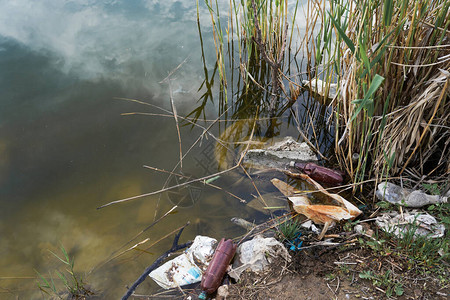 水污染河里的垃圾塑料图片