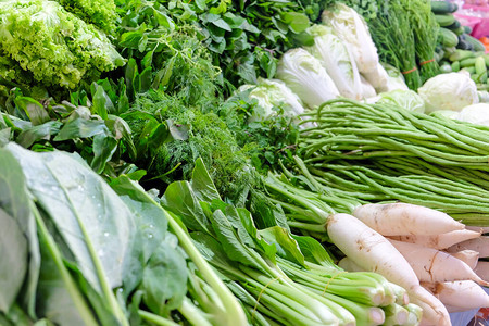 泰国当地市场新里普有机蔬菜图背景图片