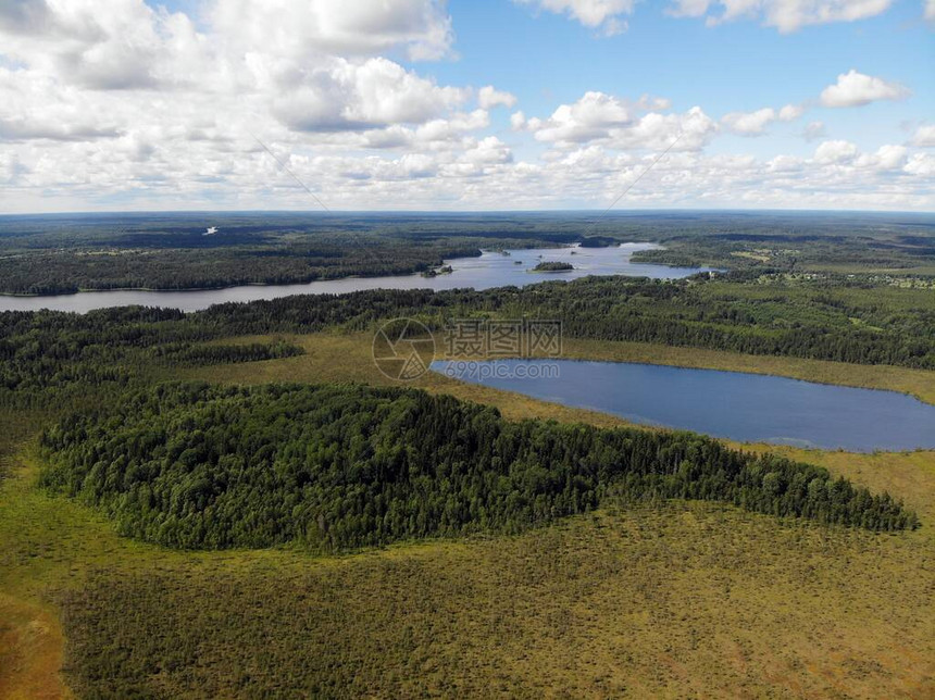 红铜色沼泽鸟瞰图的湖生态和好地方俄罗斯诺夫哥罗图片