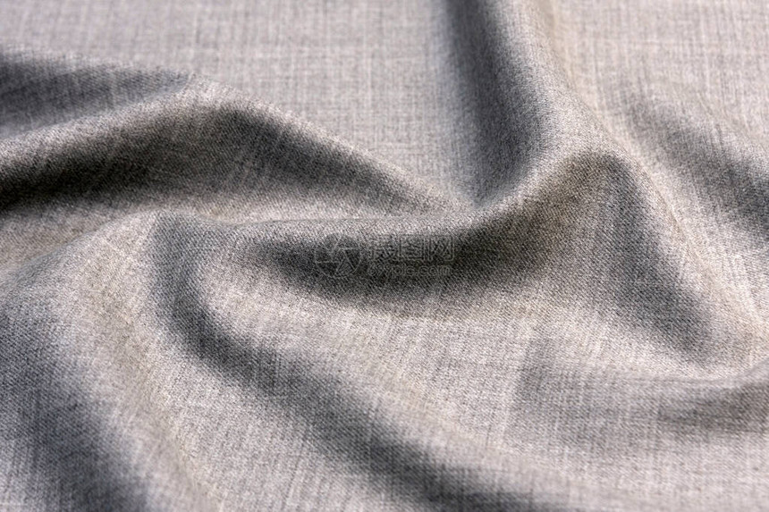 轻质天然亚麻质地背景起皱的灰色织物背景古代亚麻布图片