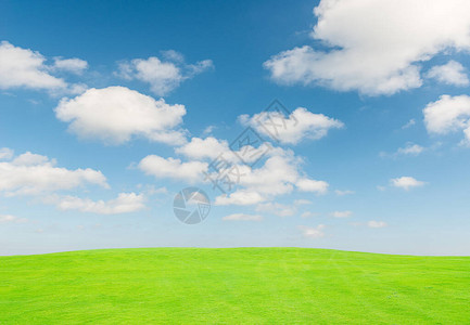 高尔夫球场和蓝天空的绿色草图图片