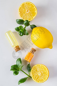 白底面有柑橘的斯帕化妆品柠檬替代药品生态产图片