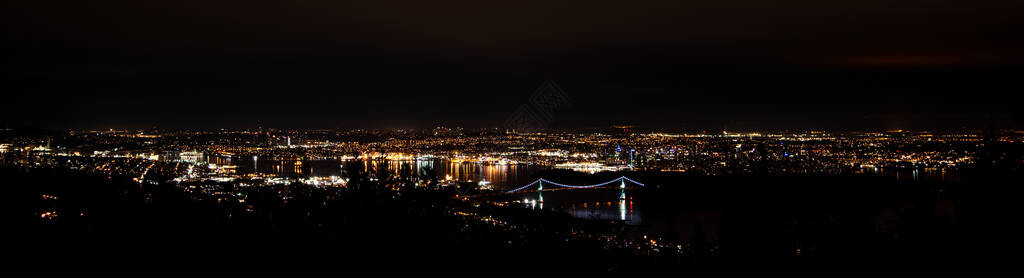 晚上温哥华市风景从Cypress查看点加拿大不图片