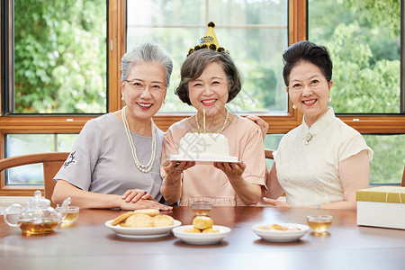 闺蜜生日老年女性闺蜜聚会庆祝生日背景