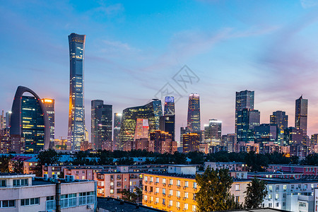 北京国贸CBD夜景图片