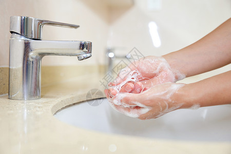卫生间洗手清洁特写高清图片
