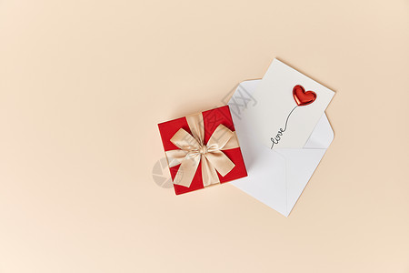 七夕情人节浪漫贺卡与礼物盒背景图片
