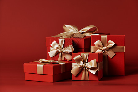 红色春节喜庆圣诞新年七夕精美礼物盒背景