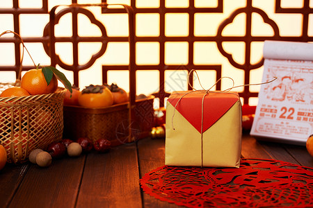 春节台历新年年货桌面布置背景
