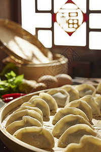 中式背景传统生水饺美食图片