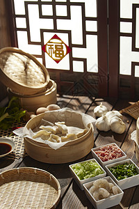 传统中式背景生水饺图片