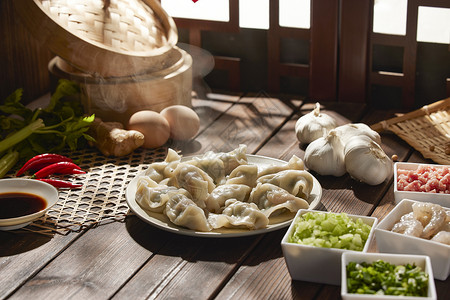 除夕夜背景传统中式水饺美食背景